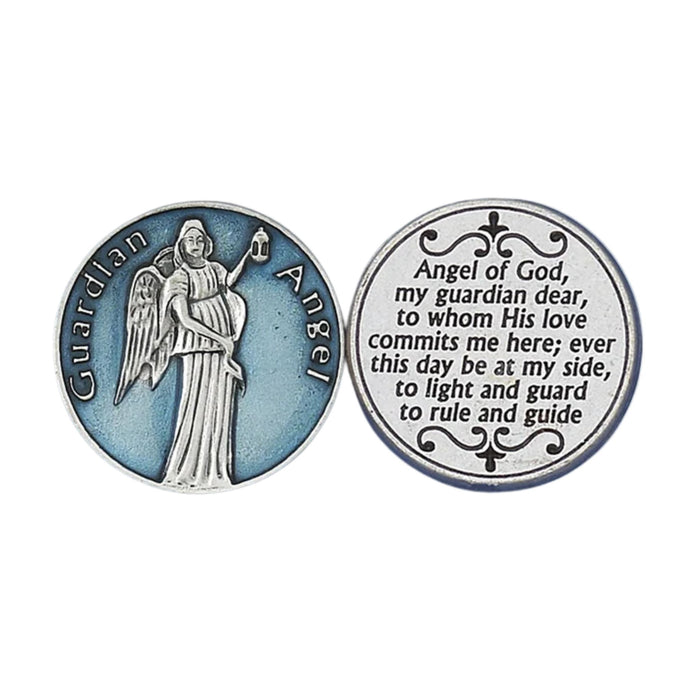 Guardian Angel Light Blue Enameled Pocket Token