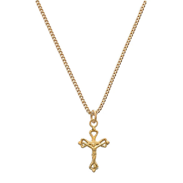 Child's Crucifix Gold over Sterling Silver Looped Ends on 13" Chain