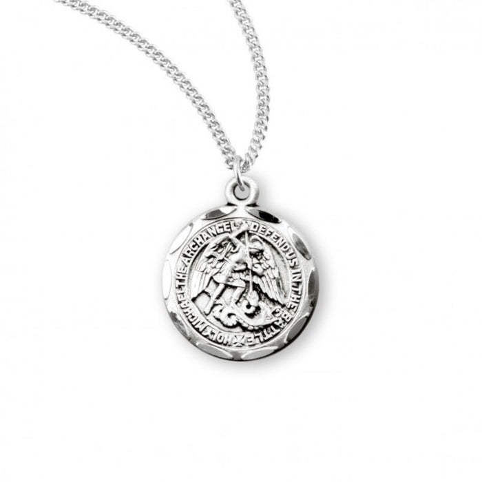 St Michael Medal 0.8" Sterling Silver on 18" Chain