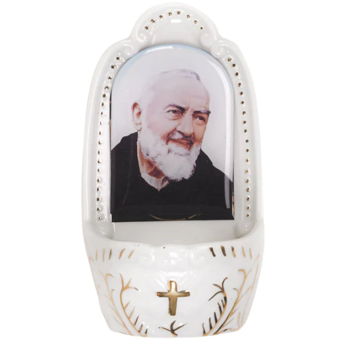 Holy Water Font Padre Pio 5.25" Porcelain