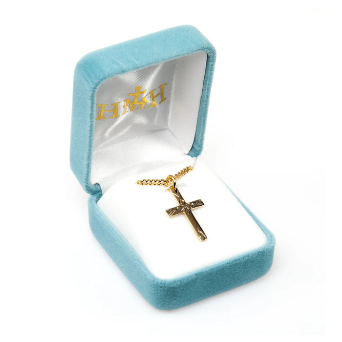 Cross Flower Center 16kt Gold over Sterling on 18" Chain
