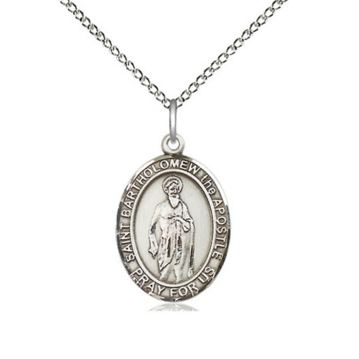 St Bartholomew Oval Sterling Medal on 18" chain