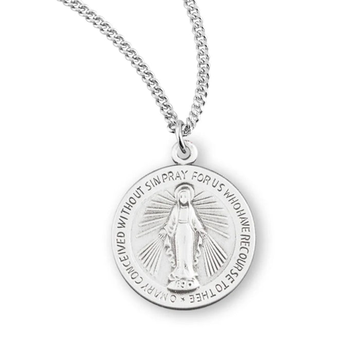 Miraculous Medal Sterling Silver on 18" Chain