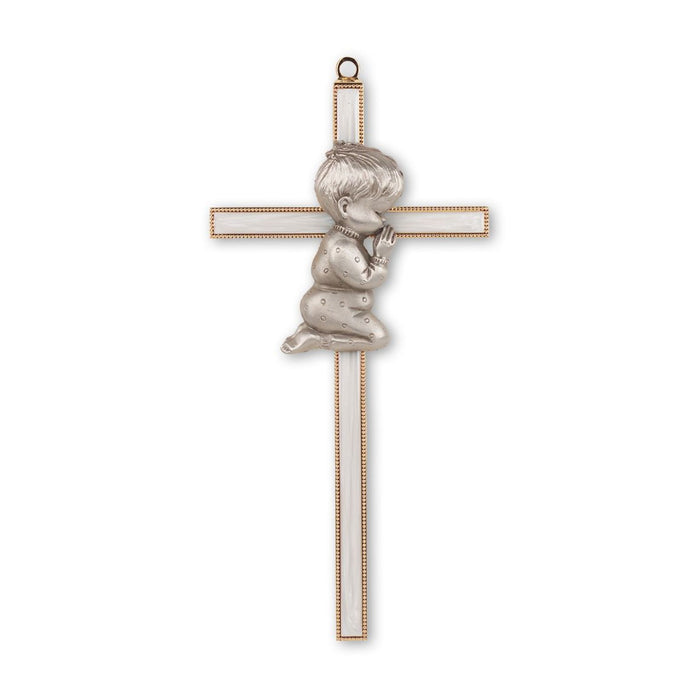 Wall Cross 7" Pearlized Praying Boy