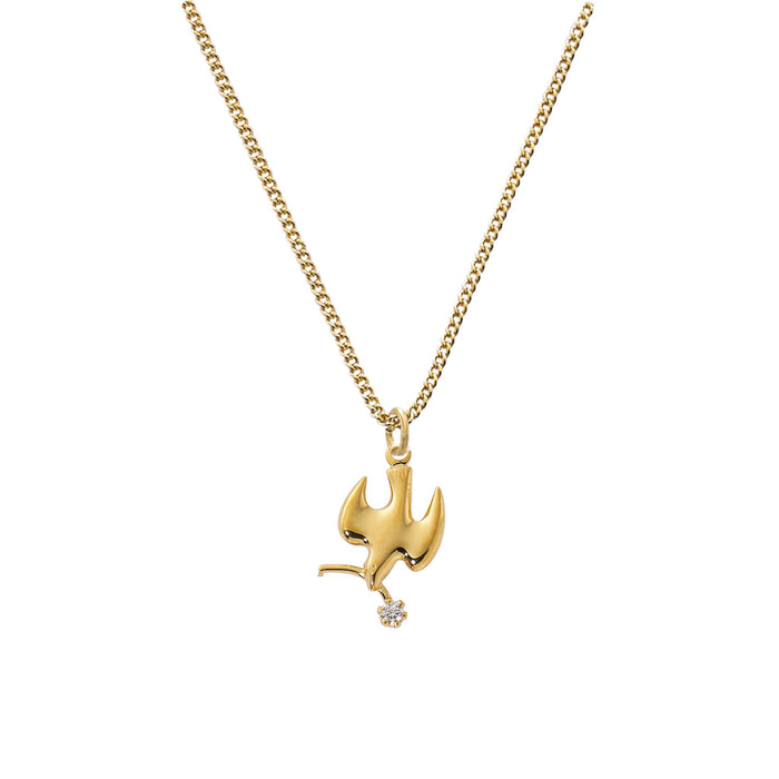 Holy Spirit with Branch Medal Gold Over Sterling on 18" Chain