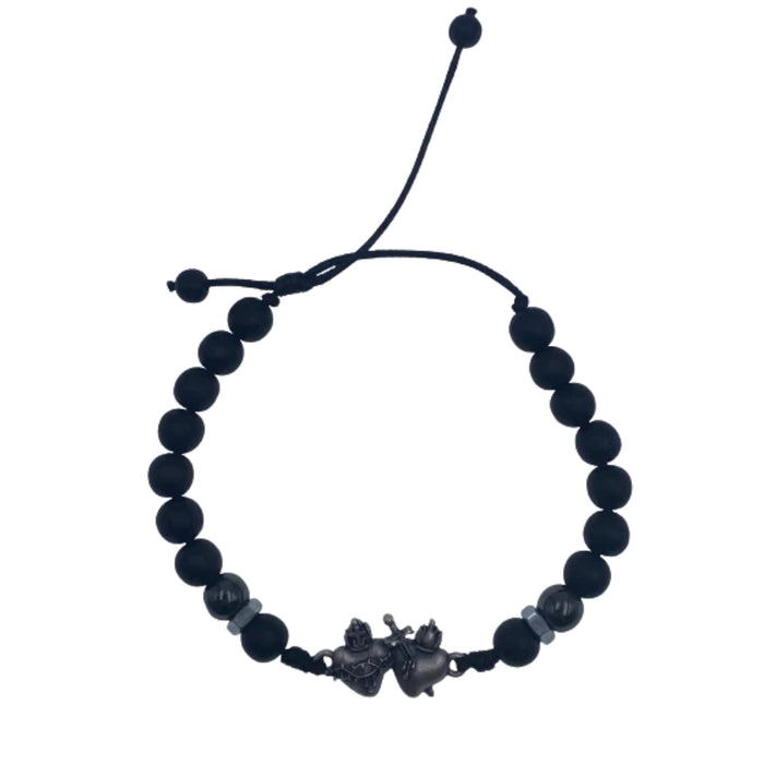 Immaculate & Sacred Hearts Black Wood Bracelet
