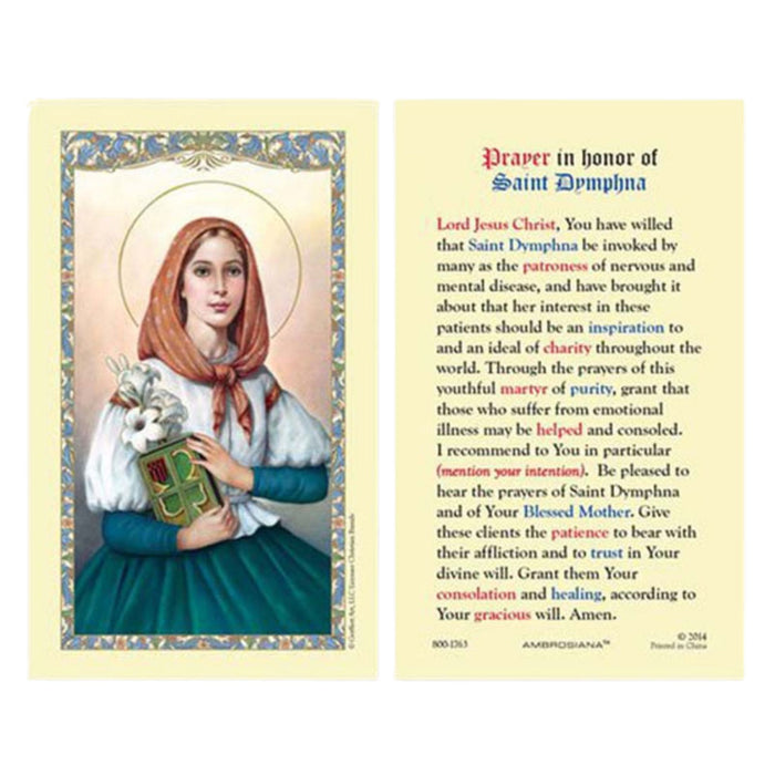 Prayer in Honor St Dymphna Holy Card