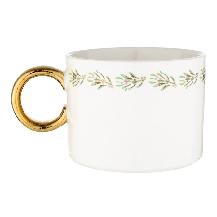 Ceramic Mug with Gold Handle - Bow