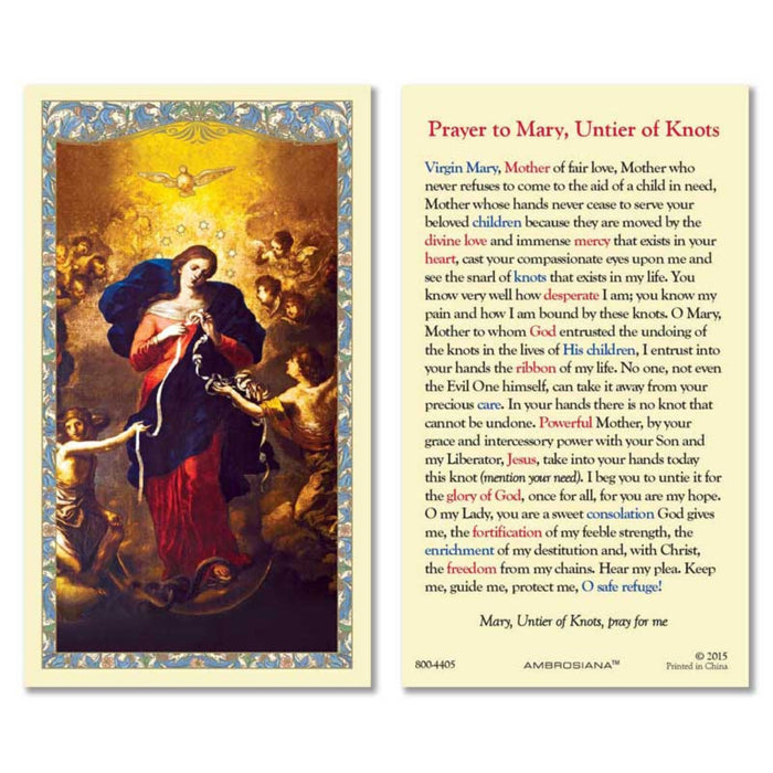 Mary, Untier of Knots Holy Card