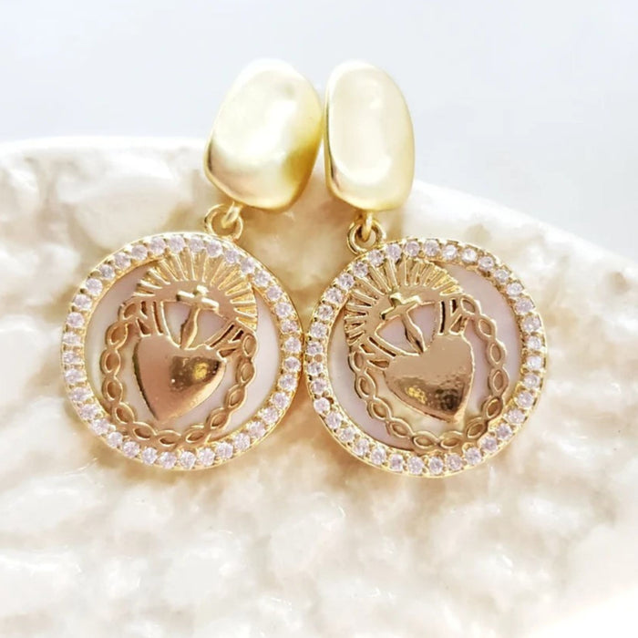 Sacred Heart Earrings Gold