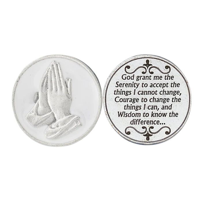 Serenity Prayer White Enameled Pocket Token