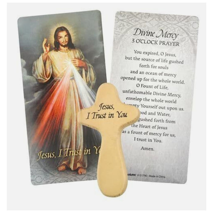 Divine Mercy Hand Held Prayer Cross with Card