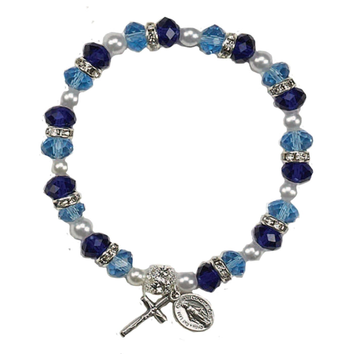 Light and Dark Blue Crystal Stretch Bracelet
