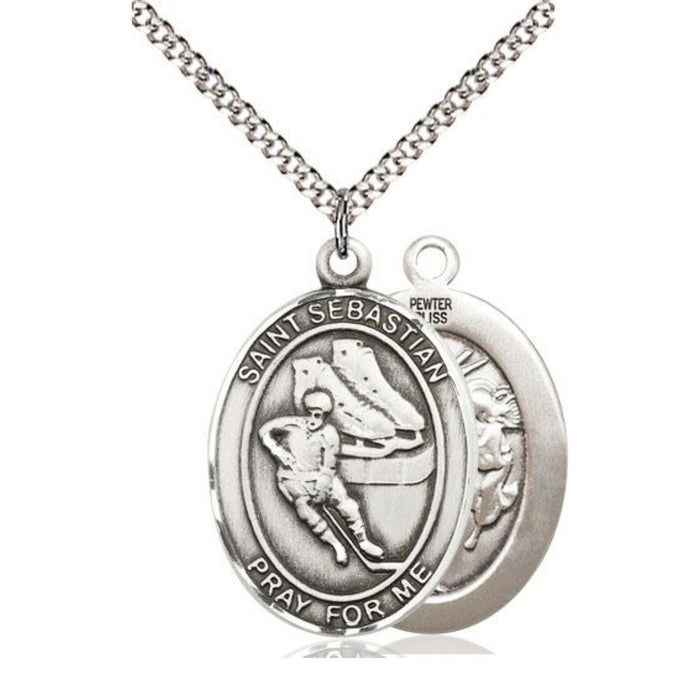 Hockey Medal with St Sebastian Pewter on 24" Chain