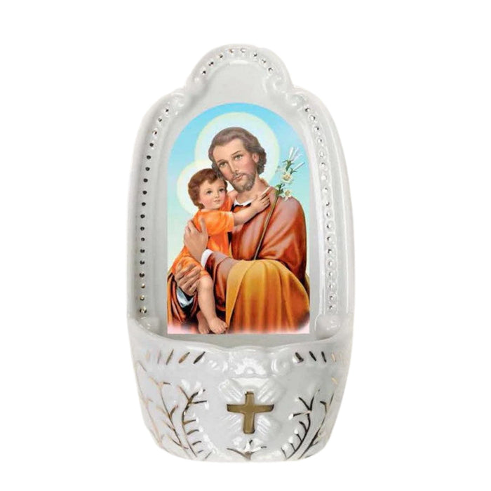 Holy Water Font St Joseph 5.25" Porcelain