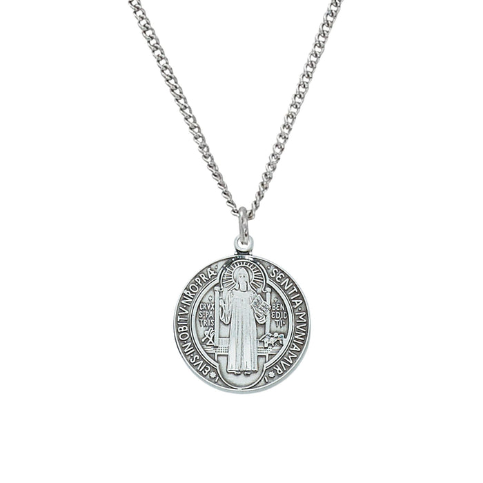 St Benedict Sterling Silver on 24" Chain