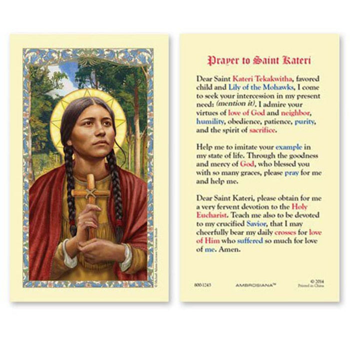 Saint Kateri Tekakwitha Prayer Holy Card