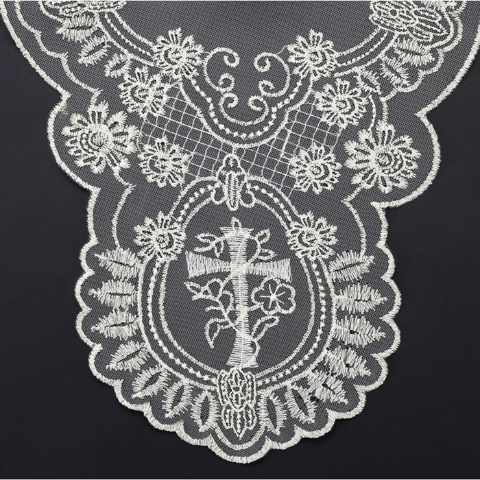 Champagne Ornate Floral Chapel Veil