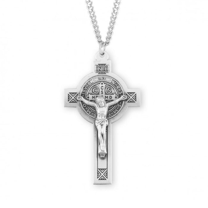 St Benedict Crucifix Sterling Silver 2" on 24" Chain