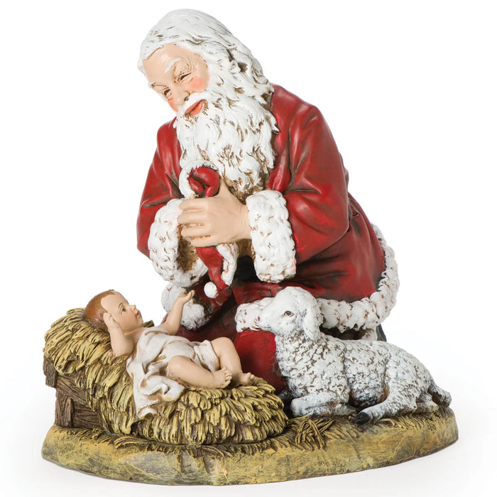 Kneeling Santa & Baby Jesus Figure
