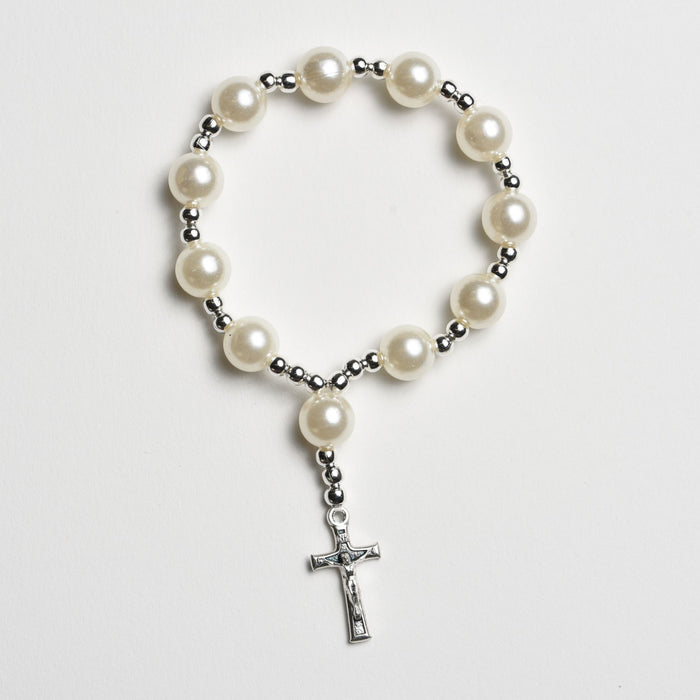 Pearl One-Decade Rosary on Elastic
