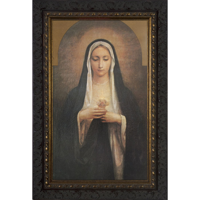 Antique Immaculate Heart of Mary Framed Art 8" x 14"