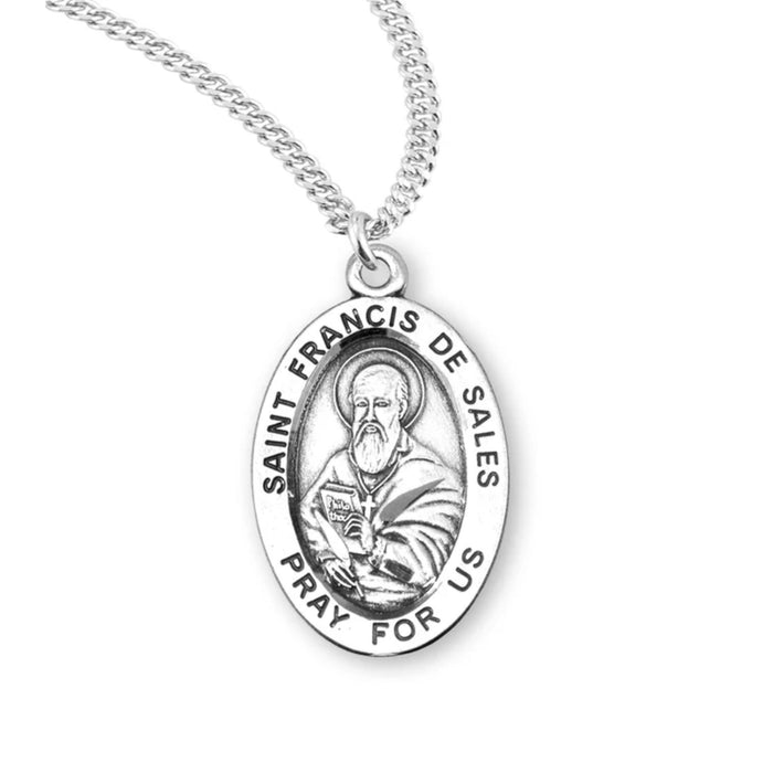 St Francis De Sales Sterling Silver Medal 20" Chain