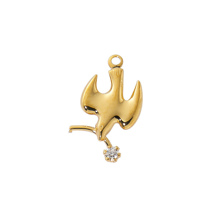 Holy Spirit with Branch Medal Gold Over Sterling on 18" Chain