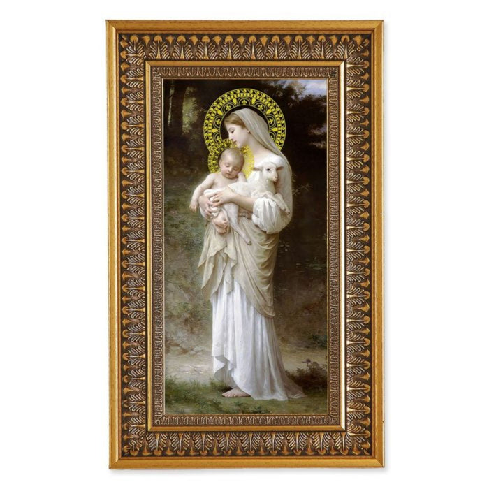 Divine Innocence Textured Art in 9" x 15" Gold-Leaf Wood Frame