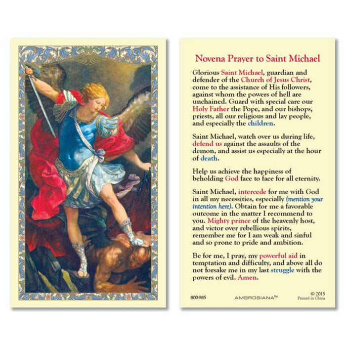 Saint Michael Novena Holy Card
