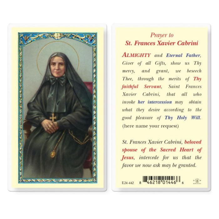 Prayer to Saint Frances Cabrini Holy Card