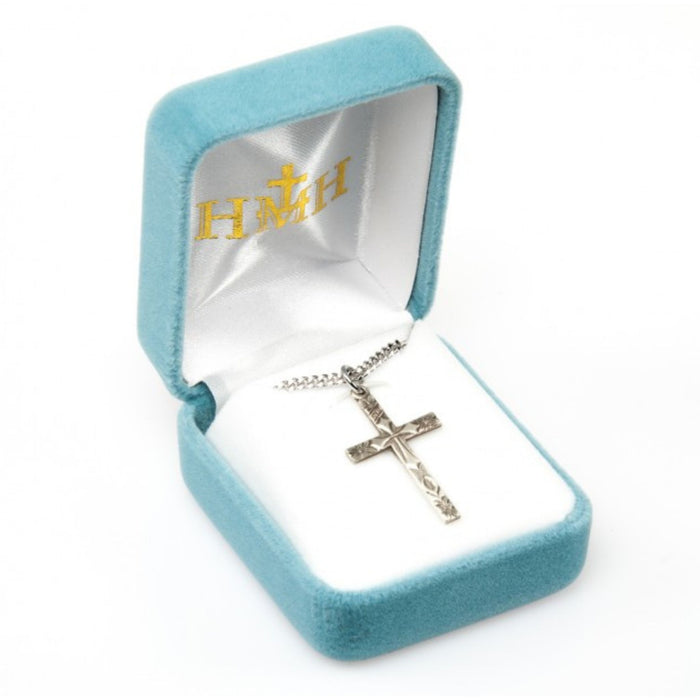 Cross Sterling Silver Flower Tipped 18" chain
