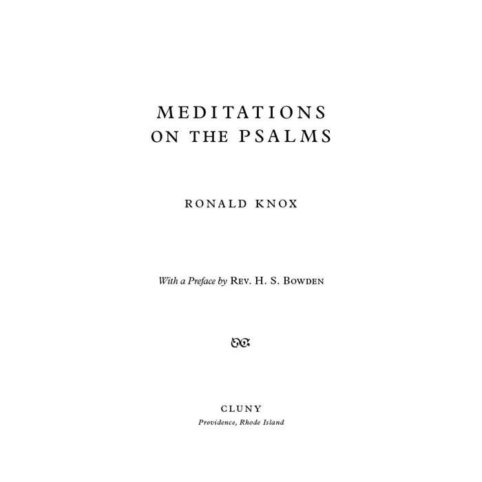 Meditations on the Psalms By Ronald Knox