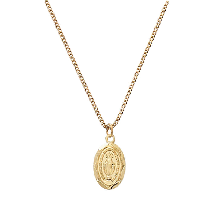 Child's Miraculous Medal Oval Gold Over Sterling Silver on 16" Chain