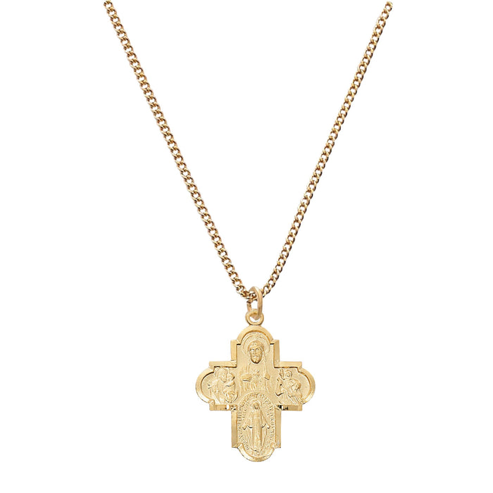 Four Way Medal Gold over Sterling on 24" Chain
