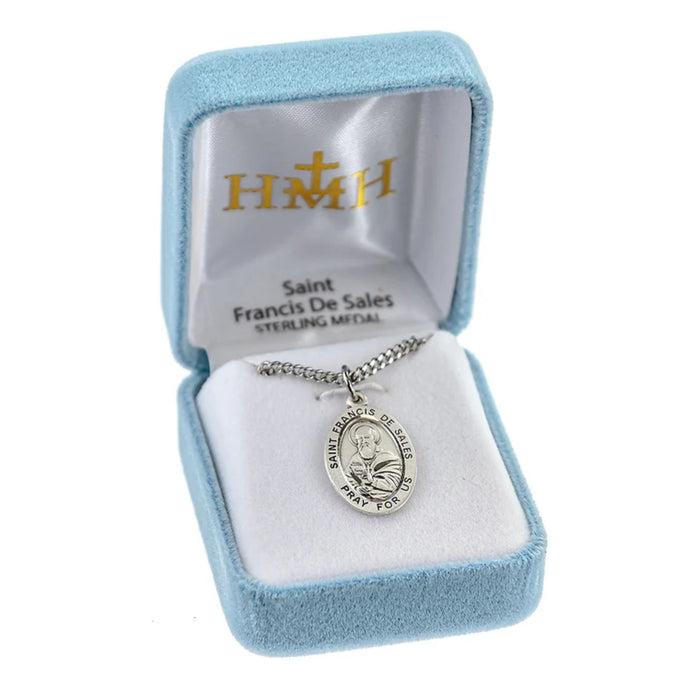 St Francis De Sales Sterling Silver Medal 20" Chain