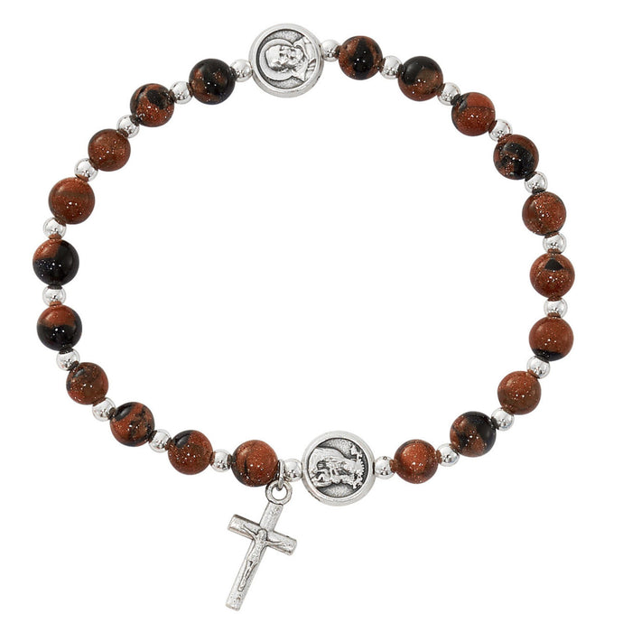 Bracelet St Padre Pio with Sandstone Beads