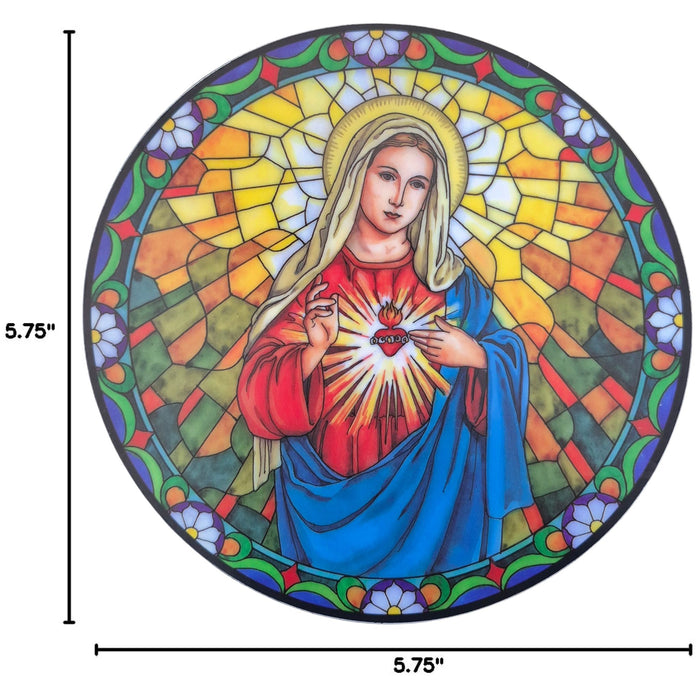Immaculate Heart Stained Glass Sun Catcher Window Sticker