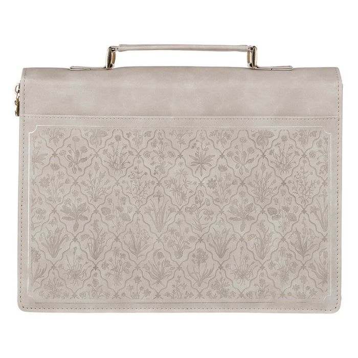 Bible Cover (M) Sufficient Grace Taupe Wildflower Tapestry