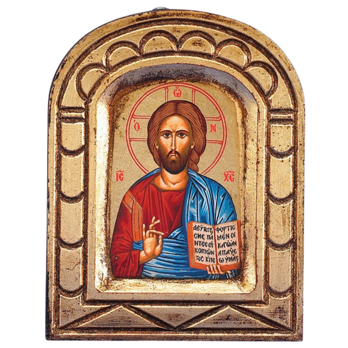 Icon of Pantocrator (Christ the Teacher) Arched Gold Leaf