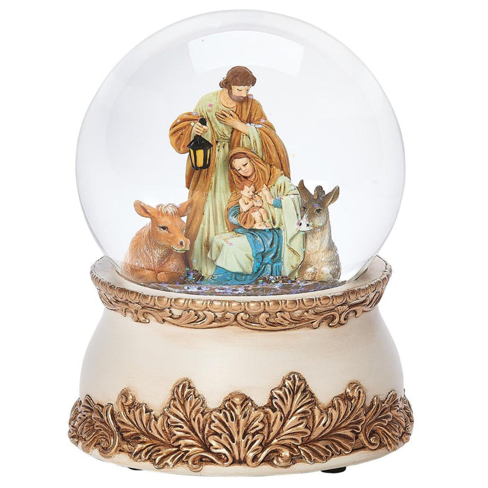 Musical Snow Globe Nativity with Animals 5.7"