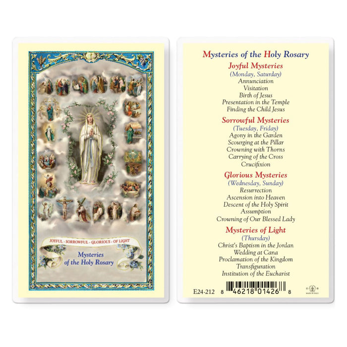 Mysteries of the Rosary Holy Card