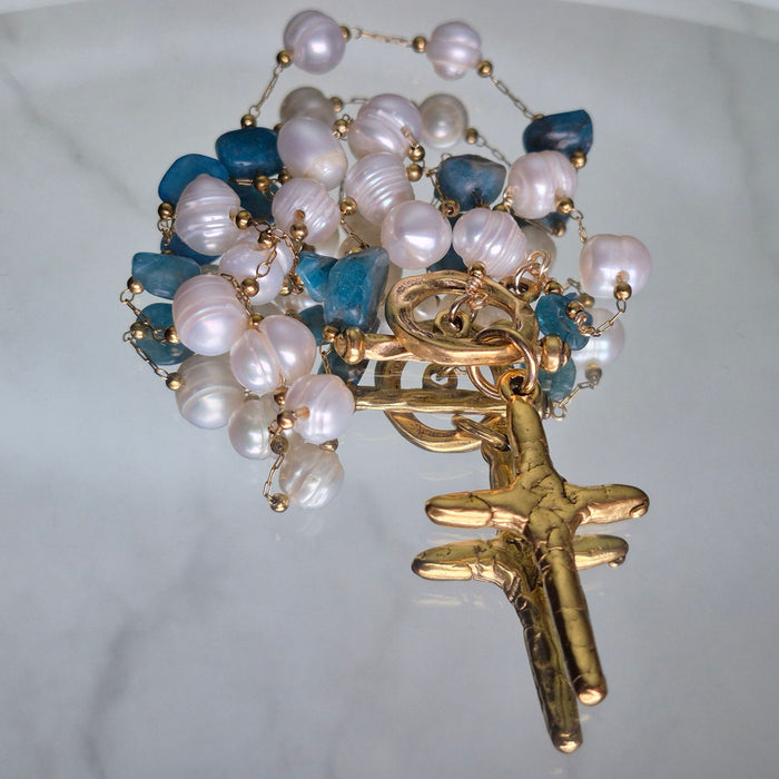 Awesome Wonder Cross Necklace in White and Teal