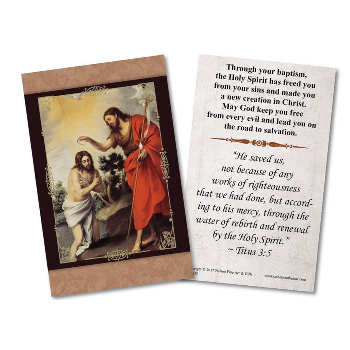 Baptism in the Jordan Baptism Holy Card