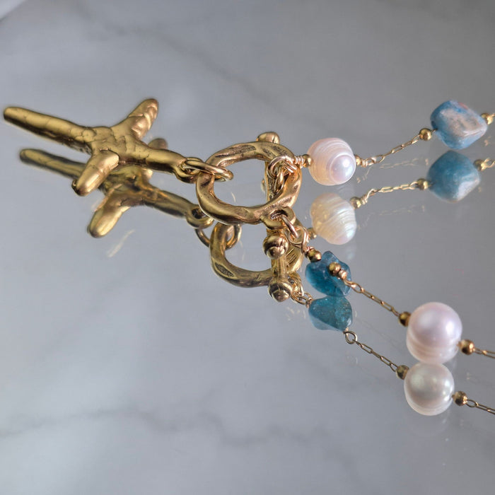 Awesome Wonder Cross Necklace in White and Teal