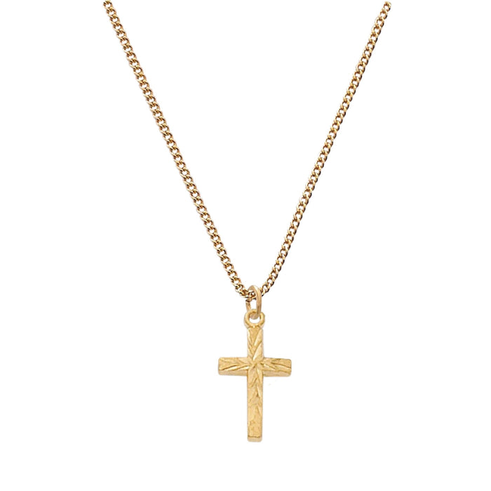 Crucifix 0.62" Gold over Sterling Silver Bright Cut on 16" Chain