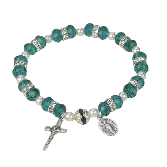 Rosary Bracelet Green Crystal Beads