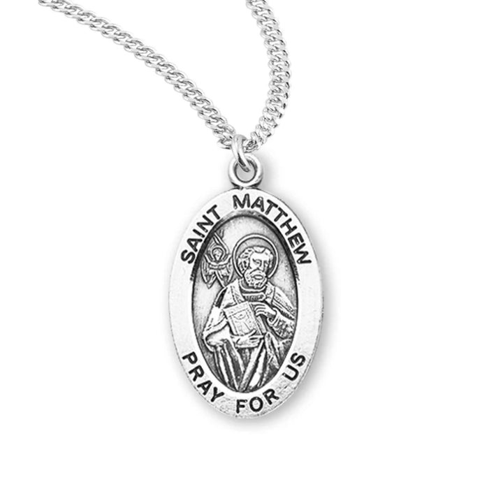 St Matthew Sterling Silver Medal on 20" Chain