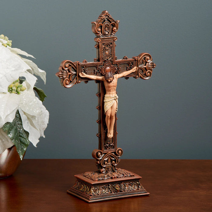 Standing Crucifix Ornate 14.5" Hgh