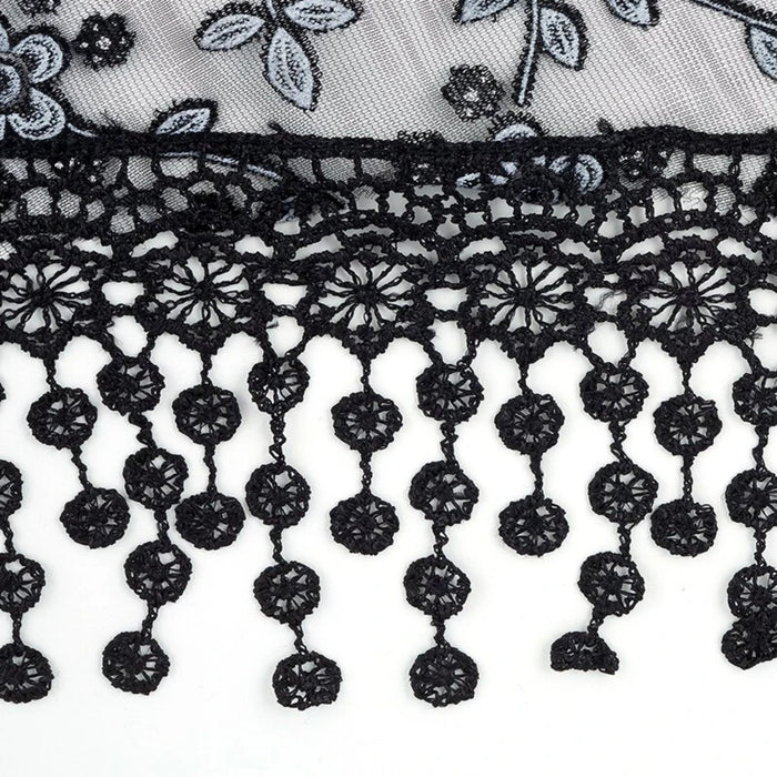 Black and White Lace with Tassels Chapel Veil